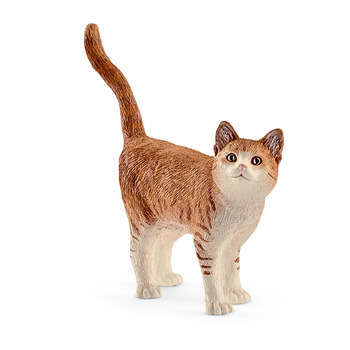 Figurine chat roux et blanc en plastique injecté 