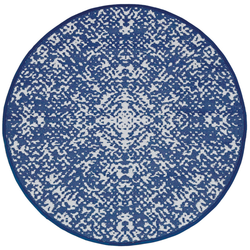 Tapis rond Jacquard JAIPUR réversible bleu 150cm