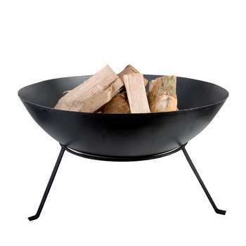 Brasero au bois sur pied noir en acier - D. 59 cm