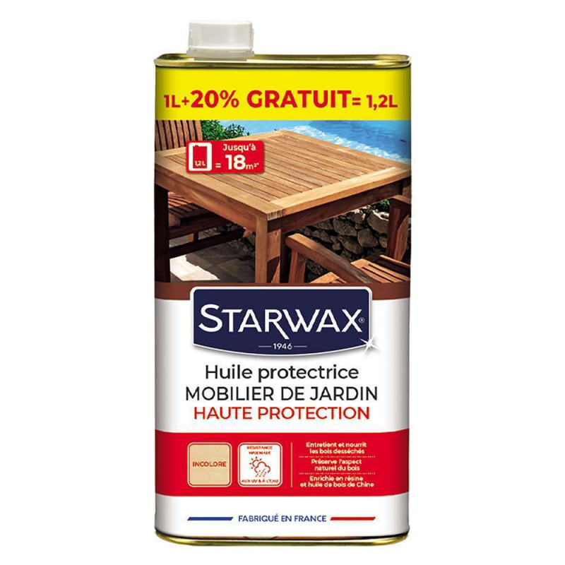 Huile haute protection pour mobilier de jardin en