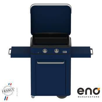 Combo plancha gaz Enosign 65 bleu navy avec capot