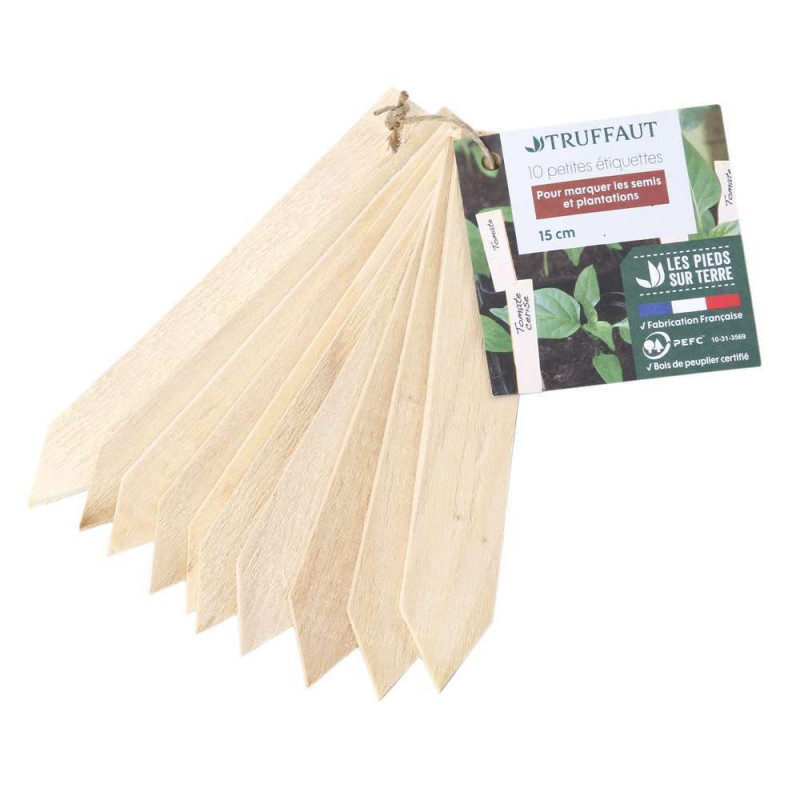 Lot de 10 étiquettes en bois PEFC taille 15 cm