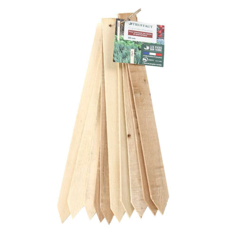 Lot de 10 étiquettes en bois PEFC taille 30 cm