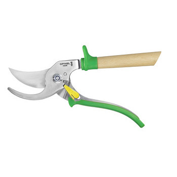 Sécateur à lames en inox et poignées en bois vert