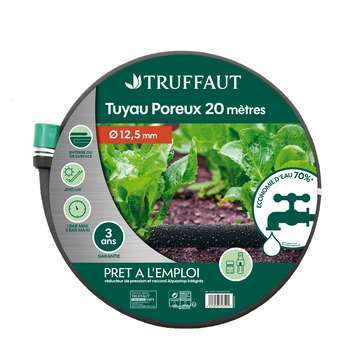 Tuyau d'arrosage poreux avec raccord L20m - D12. 5