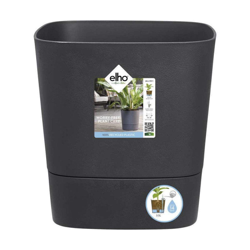 Pot Greensense Aqua Care gris carré, avec Réservoi
