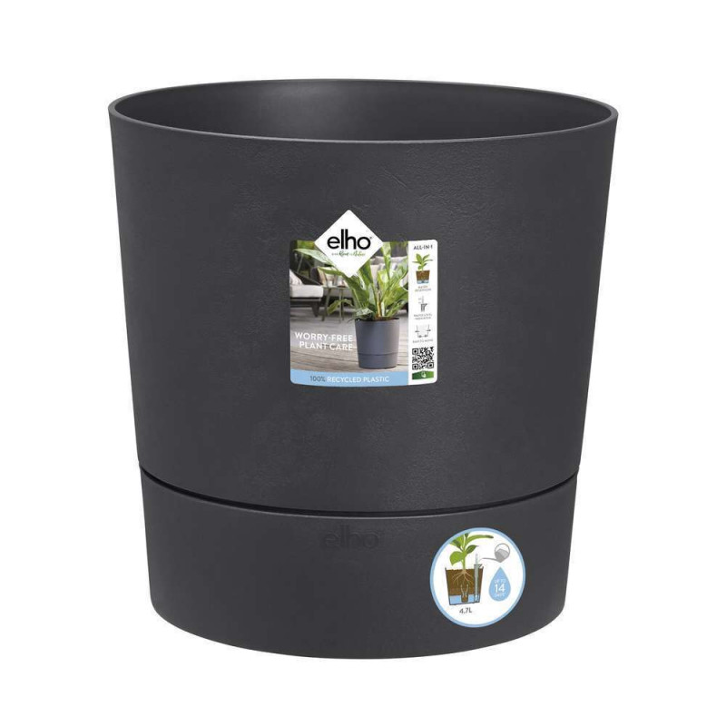 Pot Greensense Aqua Care gris rond, avec Réservoir