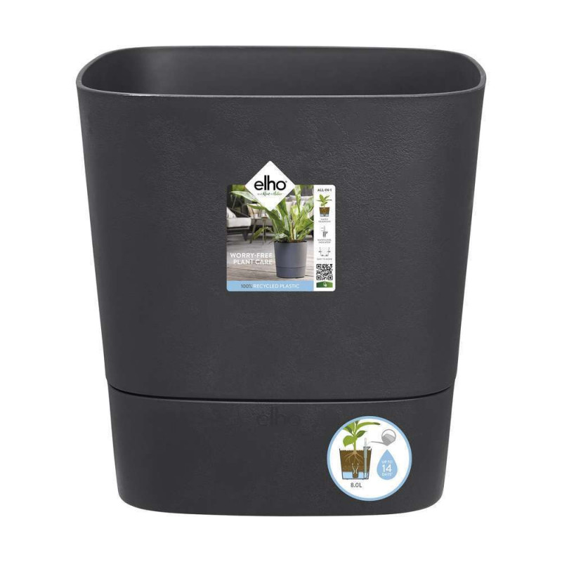 Pot Greensense Aqua Care gris carré, avec réservoi