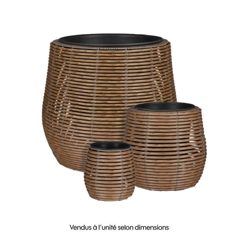Pot rond Cesena marron clair - H. 26 x D. 28 cm