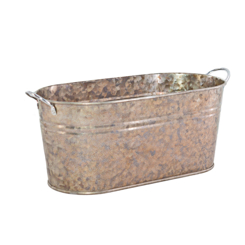 Pot ovale zinc effet vieilli grand modèle