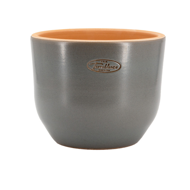 Pot Macetero gris, en terre cuite émaillée - D. 20
