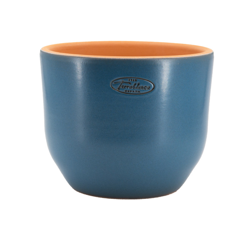 Pot Macetero bleu azul noche, en terre cuite émail
