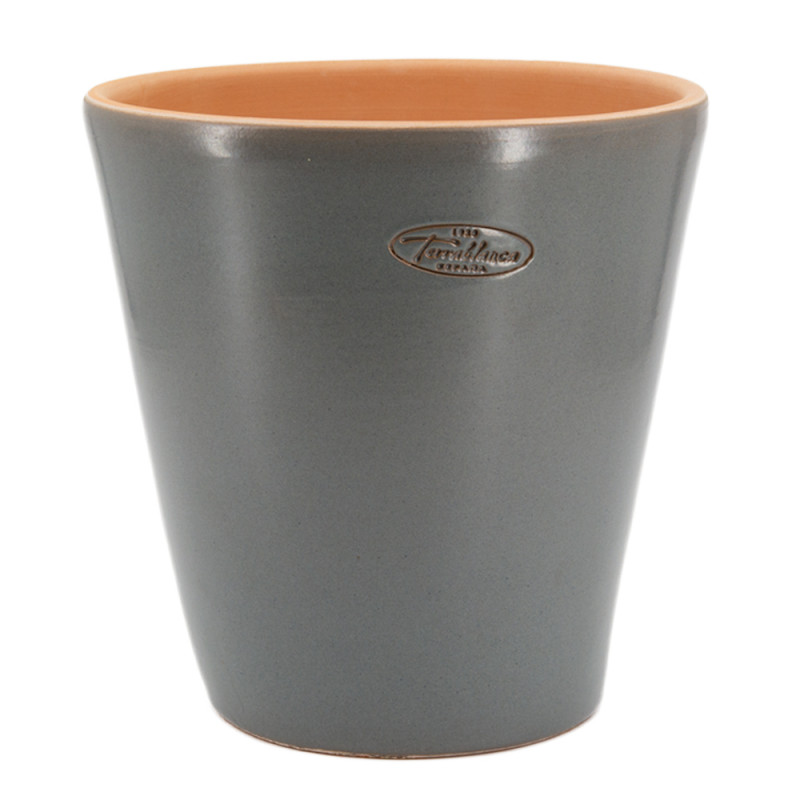 Pot Vaso gris, en terre cuite émaillée - D. 27xH.