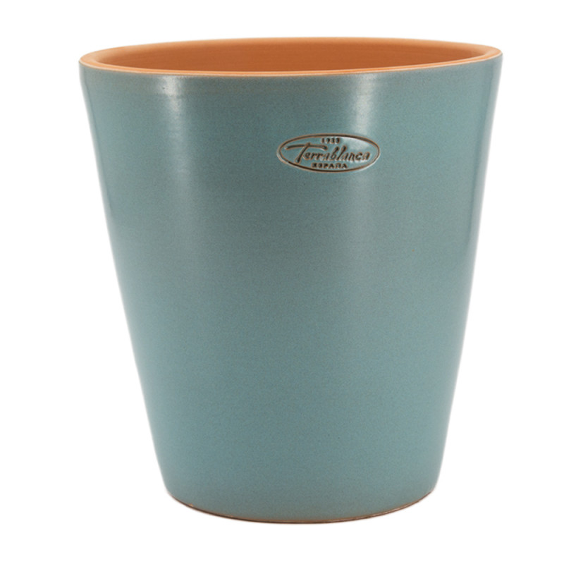 Pot Vaso bleuceleste, en terre cuite émaillée - D.
