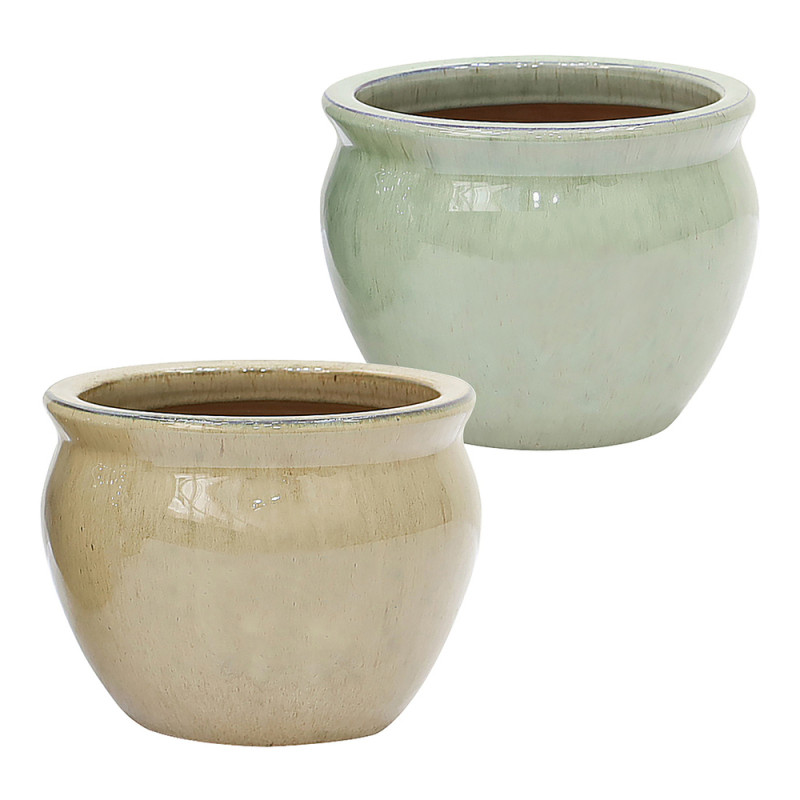 Pot Romana en terre cuite émaillée - D. 37xH. 27cm