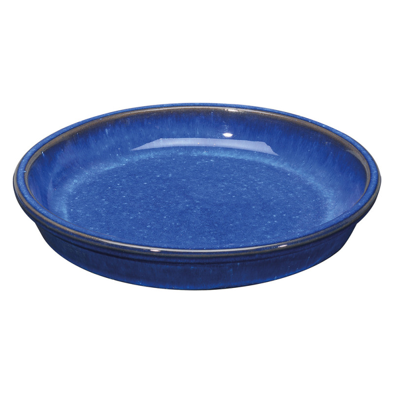 Soucoupe en terre cuite émaillée, coloris azul - D