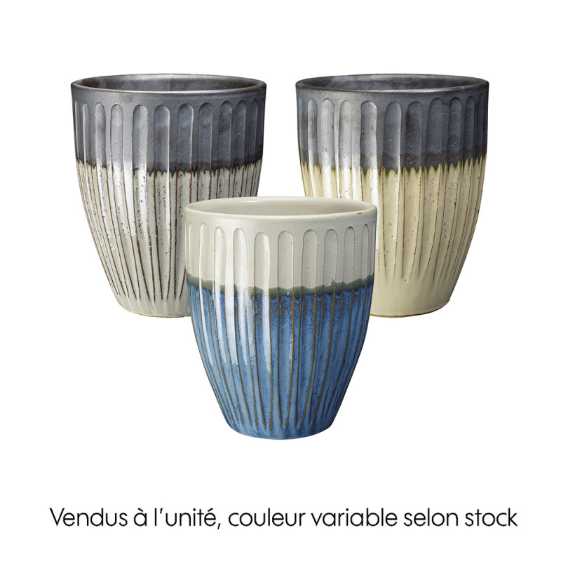 Pot, Vase haut Riga terre cuite émaillée, 3 colori