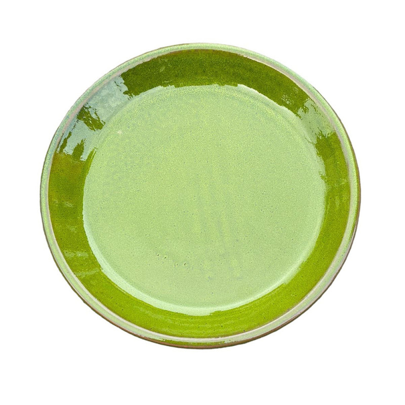 Soucoupe en terre cuite émaillée, coloris forêt -