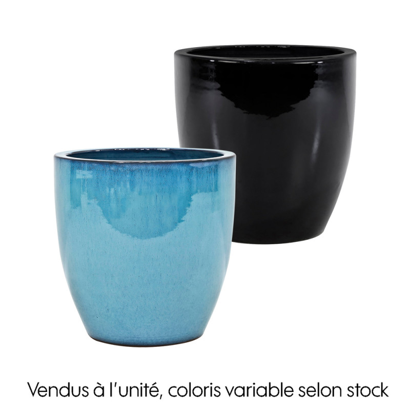 Pot Kansai en terre cuite émaillée, 2 coloris poss