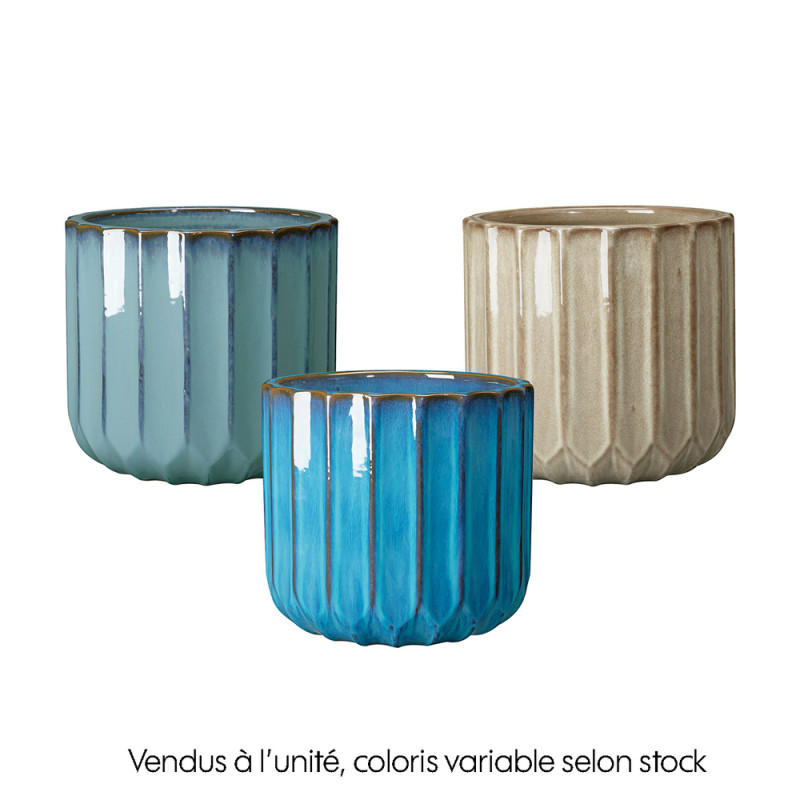 Pot Capri en terre cuite émaillée, 3 coloris possi