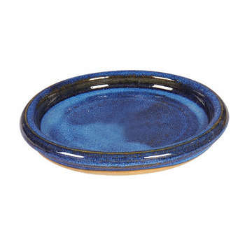 Soucoupe bord en grès émaillé, aqua bleu Ø 20 cm