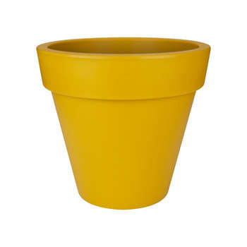 Pot fleur:  plastique rond ocre 35,7x37,9cm