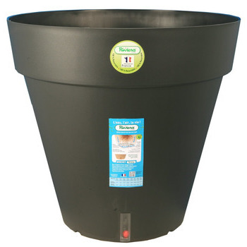 Pot Loft réserve d'eau : rond, noir, d.20cm