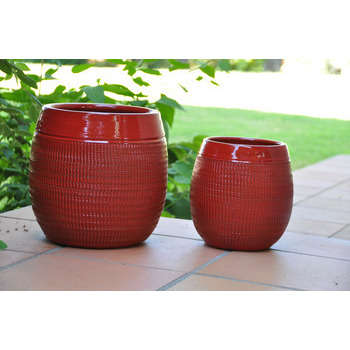 Pot Inca : coquelicot, d.16xh.22cm