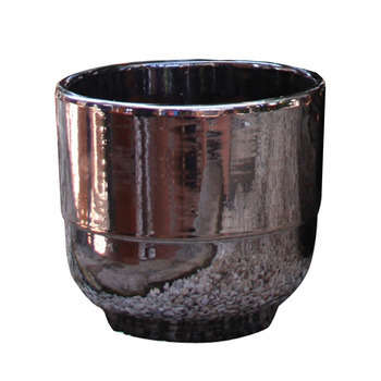Vase rebord: coloris métal, d.21xH.19cm