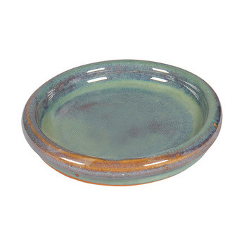 Soucoupe : grès émaillé, rond, jade, d.16cm