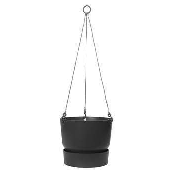 Pot suspension Greenville rond en plastique noir -
