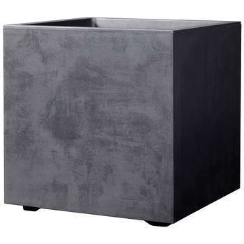 Pot cube Millénium en plastique anthracite - 49x49