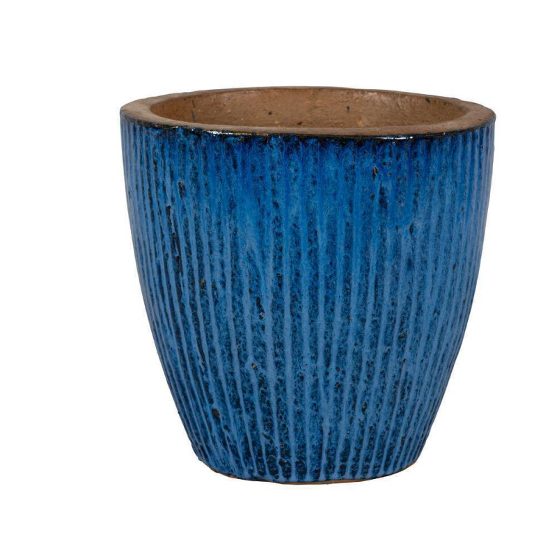 Pot Bremen : grès émaillé, bleu, D25xH25cm
