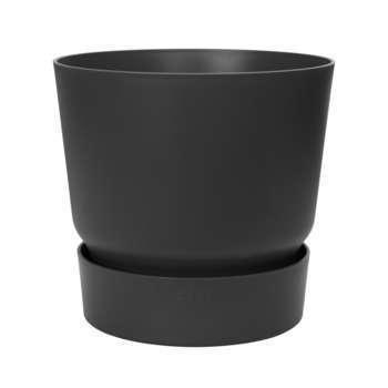 Pot Greenville rond : plast., noir, 18x20cm