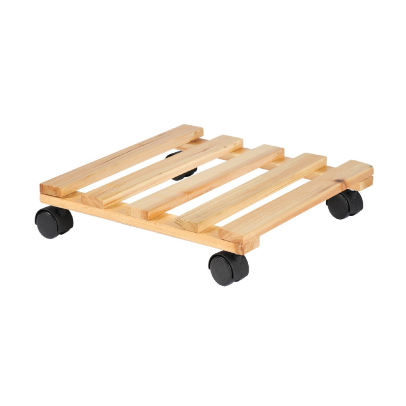 Roule pot en bois - 30x30cm