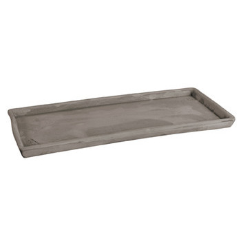 Soucoupe rectangle en terre cuite grise L. 46 x l.