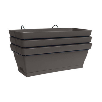 Lot 3 jardinières Roméo : taupe, L.49cm