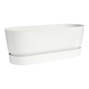 Jardinière greenville long en plastique blanc - 49