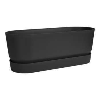 Jardinière greenville long en plastique noir - 49x