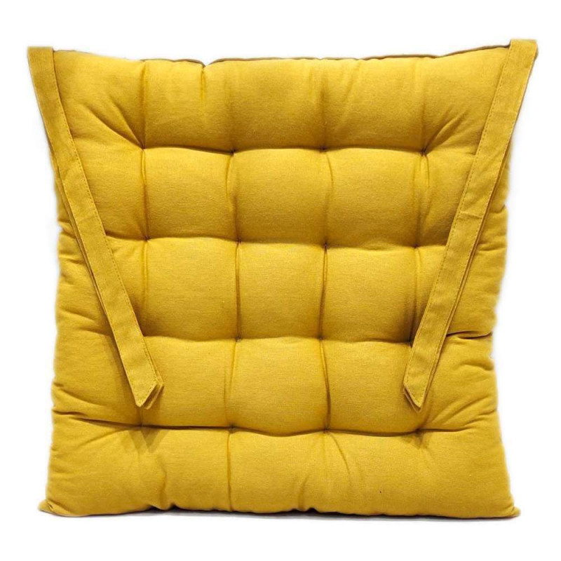 Galette de chaise unie Massala en coton - 40x40 cm