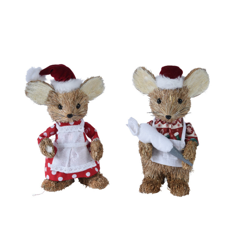 Souris de noël en herbe h 19 cm