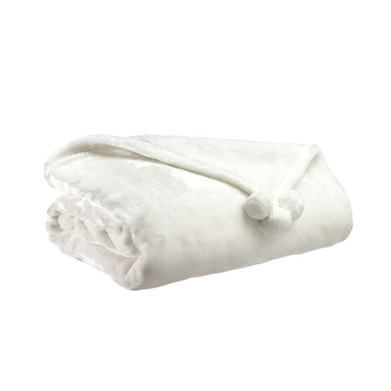Plaid Tender pompons Neige - 130 x 170 cm