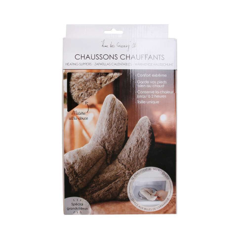 Chaussons chauffant imitation fourrure