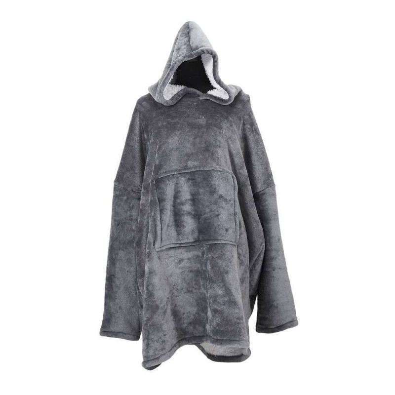 Sweat à capuche d'intérieur Sherpa gris