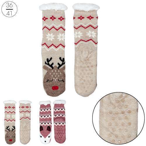 Chaussettes Sherpa renard et renne adulte