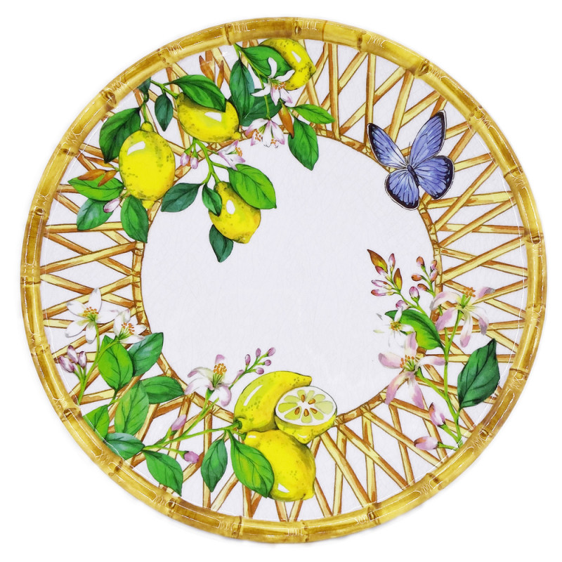 Grande assiette plate en mélamine imprimé de citro