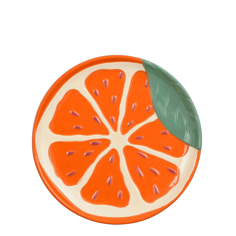 Assiette Fresh en grès, coloris orange - D. 21cm