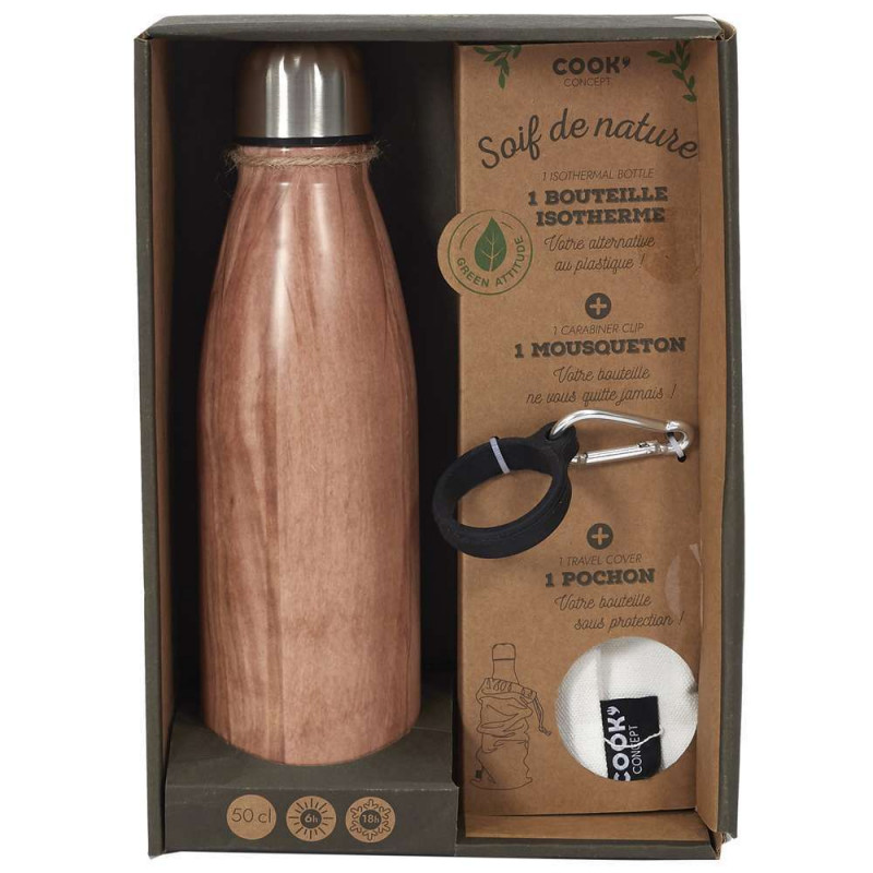 Coffret bouteille isotherme fleurie 50 cl