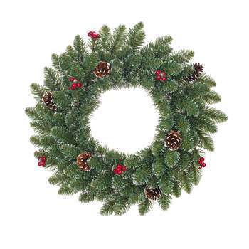 Couronne de Noël cônes et baies : plast, 45cm
