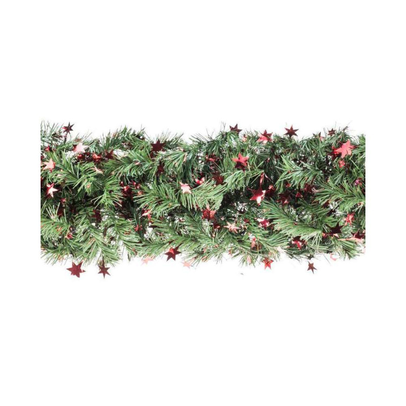 Guirlande sapin vert étoiles rouge 270cm